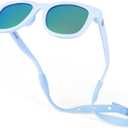 Polarized Baby Sunglasses With Strap - Unbreakable Flexible Infant Sunglasses For Toddlers Newborns 0-24 Months (Sky Blue)