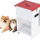Automatic Dog Feeder - 15LBS Food Capacity Automatic Gravity Dispenser, Powder Coated & Waterproof for Indoor & Outdoor Use, 10.2" L x 8.3" W x 19" H, Red and White