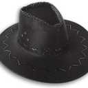Zhanmai 3 Pcs Cowboy Hats and Bandanas Bulk Western Party Cowboy Hats Party Halloween Costume Accessories (Black)