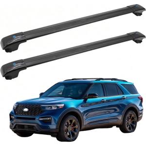 SYDSZ Cross Bar Roof Rack Fit for Ford Explorer U625 2020 2021 2022 2023 2024 2025 2026 with Raised Side Rails, Heavy Duty Aluminum Roof Cross Bars Rooftop Luggage Rack, Ski Rack for Car Roof