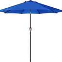 Blissun 9ft Outdoor Patio Umbrella, Outdoor Table Umbrella, Yard Umbrella, Market Umbrella with 8 Sturdy Ribs, Push Button Tilt and Crank (Royal Blue)