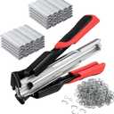Dreyoo 2500 Pcs C Clips Hog Ring Pliers Kit, 3/4'' Hog Ring Nail, Fencing Plier Staple Gun Cage Clamp for Animal Pet Cages Fencing, Upholstery, Car Cushions, Meat and Sausage Casings