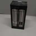 Electric Salt and Pepper Grinder Set - Battery Operated, Stainless Steel Shakers with Adjustable Fine & Coarseness, One Handed Operation, LED Light & Complimentary Mill Rest Tray