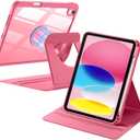 Wenlaty for iPad A16 11th Generation Case 11 Inch 2025, for iPad 10th Generation Case 10.9 Inch 2022 with Pencil Holder, 360 Rotating Protective Cover, Detachable Magnetic Back,Watermelon Pink