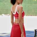 Yanekop Womens Athletic Skirt Sets 2 Piece Workout Sets Tennis Golf Outfit Cropped Tank Top and Skort Set Gym Yoga(Red, XS)
