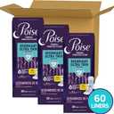 Poise Overnight Ultra Thin Incontinence & Postpartum Pads with Wings for Bladder Leaks, 8 Drop Extra Absorbent, Long Length, 60 Count (3 Packs of 20)