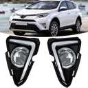 Daytime Running Lights For Toyota RAV4 2016 2017 2018 Front Fog Lamps Amber Turn Signal Light Replacement DRL LED Lights with Bezel