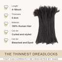 DAIXI 0.4cm and 0.2cm 0.6cm 0.8cm Options 4-18 Inch 70 Strands 100% Real Human Hair Dreadlock Extensions for Man/Women Handmade Permanent Loc Extensions Bundles Can Be Dyed Bleached Curled and Twisted
