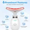 SDKWDH Red Light Therapy for Face and Neck, 7 Color Face Massager Tool for Wrinkles, Double Chin, Vibrating Facial Massager with Thermals for Skin Care, Gifts for Women Men, Glossy White
