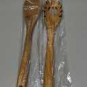 2-Piece Wooden Spoons for Cooking, Natural Teak Wood Utensil Set, Wooden Kitchen Utensils for Noodle, Non-Stick Kitchen Utensils for Servering, Stiring and Mixing (Pasta Fork & Flat Spoon)