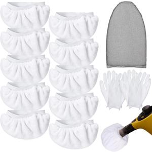 13 Pcs Steam Cleaner Accessories Kit, Replacement Steam Mop Pads, Garment Steamer Ironing Glove, White Cleaning Gloves, Universal Microfiber Cloths Compatible with Most Handheld Cleaner