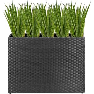 HPC Decor Planters, Plastic Planter for Outdoor Plants Handmade Wicker Large Rectangular Block Planter Box with Removable Liners, Modern Planter for Indoor Outdoor Patio Porch Deck., H 24.8" X L 32.48" X B 11.41"