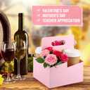 Jetec 50 Pcs 4 Cup Pink Drink Carrier with Handle, Kraft Paperboard Disposable Cup Holder, Food Delivery Accessories for Mother's Day Hot/cold Drinks, to Go Coffee Drink Holder for Flower Gifts