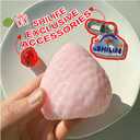 2 x Taba Squishy, Strawberry,Kawaii Squishies PVC Toys,Stress Relieving Fur Ball OPP Packaging Gifts|Squishy Fidget Toys for Anxiety&Relaxation|Perfect Desk Accessory for Adults (Pink(1 Pack))