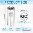 MECCANIXITY 1 Pcs CBB65 Capacitor, 80uF 450V Run Round Capacitor for AC Electric Motor Start HVAC Compressor Generator Air Condenser Straight Cool Heat Pump