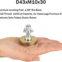 Furniture Leveling Feet ,Leg Leveler1.69" Dia Base, Adjustable Leveling feetM10 Thread, 1102 Lb Capacity,for Table Legs Furniture Feet Cabinets Sofa Tables Chairs Raiser(D43xM10x30,8 Pack,Gold)