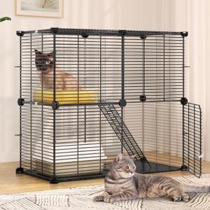 YITAHOME Indoor Cat Cage 2 Tier Kitten Cage, Versatile DIY Playpen for Cats, Small Animals, for Home, RV Travel, and Camping (28.0"L x 14.1"W x 28.0"H)