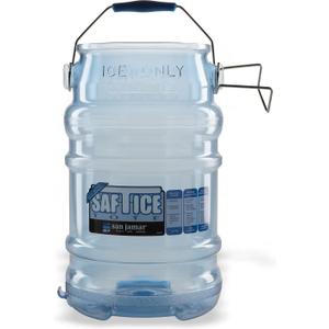 San Jamar Saf-T-Ice Plastic Ice Tote, Ice Bucket with Drying and Storage Hook for Restaurants, Bars, Catering Events, Buffets, 6 Gallons, Blue