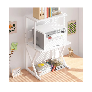 aboxoo Desktop Printer Stand with 3 Tier Wood Storage Shelves,Under Desk Printer Table,Multi-Purpose Home Office Desk Organizer for Fax Machine, Scanner (White)
