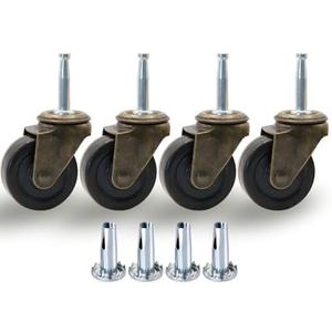 QAVBFA 1-1/2 Inch Antique Brass Caster Wheels, Rubber Casters 5/16 Inch x 1-1/2 Inch (8 x 38mm) Stem Sockets Caster for Sofa, Chair, Cabinet, Dresser Vintage Furniture Set of 4