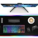 Mouse Pad with Wireless Charging, Large Desk Mat RGB Gaming Mousepad, 10 Light Colors LED Gaming Pad Keyboard Pad with Ultra-Smooth Surface & Non-Slip Rubber Base, Waterproof Full Desk Mouse Pad
