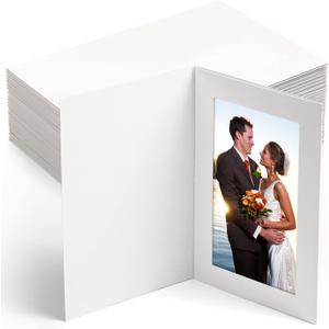 150 Pack Photo Folders Cardboard Picture Frame Photo Frame Note Cards Cardboard Folders Paper Greeting Cards Inserts for Portraits Christmas Wedding Graduation(4 x 6 Inch,White)