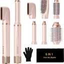 Hair Dryer Brush,Blow Dryer Brush with Attachments,110000 RPM Curly Twist 6 in One Air Style, Professional Ionic Hair Styling Tool, Left & Right Air Curler, Volumizer (Rose Gold)