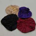 4Pcs Satin Bonnet Silk Bonnet, Hair Bonnet for Sleeping, Elastic Wide Band Silk Sleep Cap, Soft and Breathable (Black Red Purple Gold)