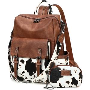 Backpack Purse for Women PU Leather Back Packs Designer Ladies Shoulder Bag Fashion Faux Work Travel Handbags (Cow Brown)