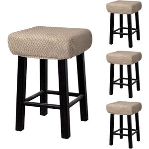 Uxcell 4pcs Stool Covers Rectangle, Bar Stool Covers Saddle Seat Cover for Wooden Metal Bench Chair Khaki