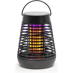 PIC Portable Bug Zapper, 600V Solar Powered Insect Trap & Fly Zapper for Outdoor Use, LED Flickering Flame, Activates Automatically in Dark, Weatherproof Outdoor Fly Trap, Kills Bugs on Contact