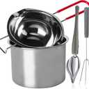 Stainless Steel Double Boiler Melting Pot with Heat Resistant Handle, Large Capacity Chocolate Melting Pot for Butter Candy Butter Cheese, Candle Making (600ML+1600ML)