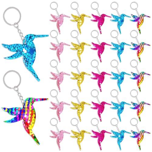 CiciBear 25 Pack Bird Sequin Keychains for Bird Party Favors, Kids and Adults Birthday Gift, Baby Shower, Party, 5 Colors
