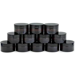 Vivaplex, 12, Amber, 15 ml, Round Glass Jars, with Inner Liners and black Lids