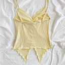SHENHE Women's Twist Front Camisole Top Split Hem Asymmetrical Sleeveless Cute Tank (Yellow)