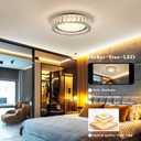 Crystal Dimmable Flush Mount Ceiling Light, Black Modern LED Close to Ceiling Light Fixture with 5CCT 2700K-6000K, Round kitchen Lighting for Bedroom, Laundry Room, Hallway, Living room (15in 36W)