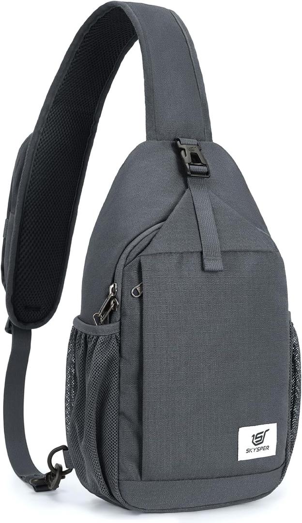 SKYSPER Sling Bag RFID Cross Body Bag Recycled Crossbody Backpack Travel Daypack (Darkgrey)