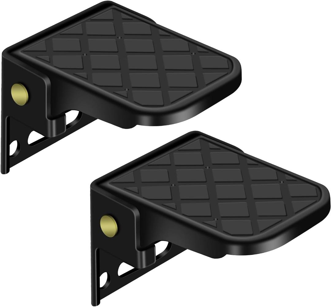 Folding Truck Bed Step,Camper Steps Folding, RV Steps, Trailer Folding Sateps, Tailgate Ladder for RV, Campers, Dump/Fatbed/Boat Trailer, Safety & Anti-Slip (2 Pack, Black)
