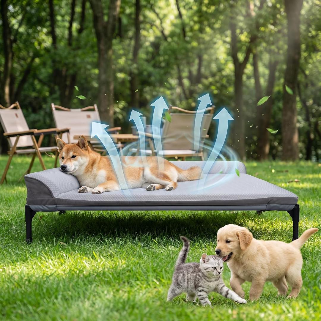 Elevated Dog Bed, Cooling Orthopedic Pet Bed for Medium Dogs, Removable Washable Cover, Indoor & Outdoor Raised Pet Bed with Breathable Mesh