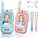 Kids Video Walkie Talkies, 2 Pack Long Range Walkie-Talkie for Kids, Rechargeable Video Call Toys for Indoor, Camping, Hiking, Travel, Christmas Birthday Gift for Boys Girls Age 3-5 (Blue/Pink)