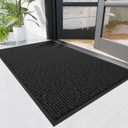 Naturei Durable Indoor Outdoor Door Mat, 3' x 5' Heavy Duty Front Door Mat for Entryway, Non-Slip Backing, Stain and Fade Resistant, Absorbent Commercial Floor Mat for High Traffic Area, Black