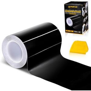 Spurtar Gloss Black Vinyl Wrap 4 Inch x 20ft Air-Release Adhesive Car Vinyl Tape Chrome Delete Wrap Roll DIY Car Exterior Decoration Door Edge Guard Vehicle Detailing Paper 10CM x 6M
