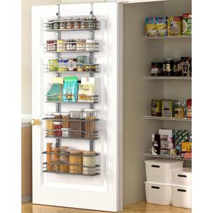 Moforoco 6-Tier Over The Door Pantry Organizer, Pantry Organization and Storage, Black Hanging Basket Cabinet Door Wall Spice Rack Shelves, Home & Kitchen Laundry Room Bathroom Essentials accessories, 6-Tier Standard, Black