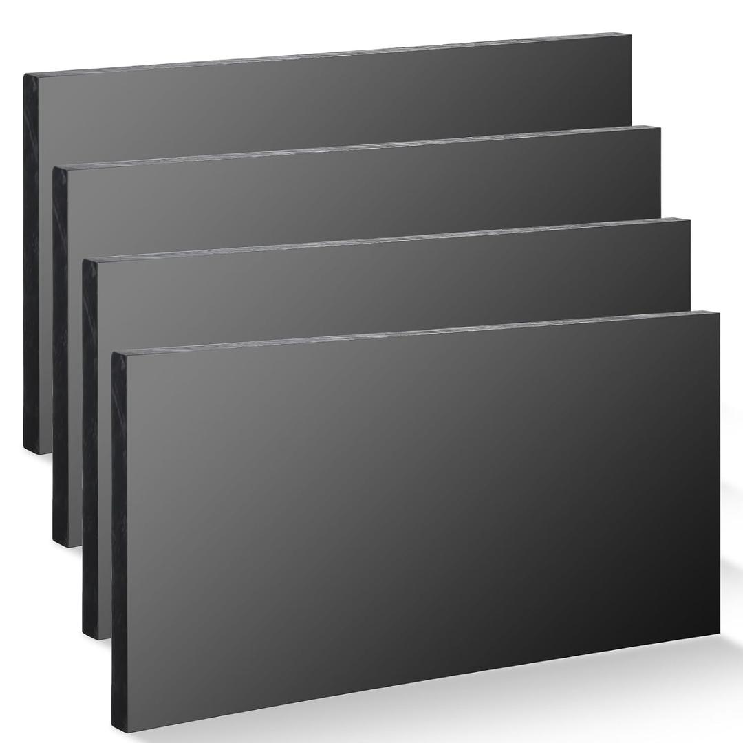 4 Pcs HDPE Plastic Sheet, HDPE Sheet 1/2" Thick, Size 6" x 12", High Density Polyethylene Sheet Solid Plastic Block for DIY Projects for Machining Home (Black)