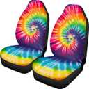 Pehede Car Seat Cover Colorful Tie-Dye Front for Cars, Easy to Install Cover Set, Accessories Auto Trucks Van SUV,2 Packs