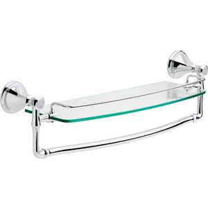 Delta Bathroom Shelf with Polished Chrome Towel Bar | Glass Shelf | Classic Decor | 20 lb Capacity | Storage and Organization | Cassidy Accessories
