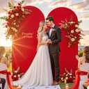 6 ft Arch Backdrop Cover Red - Double-Sided Spandex Arch Covers Stretchy Backdrop for Balloon Arches Birthday Party Baby Shower Banquet Wedding Photo Background