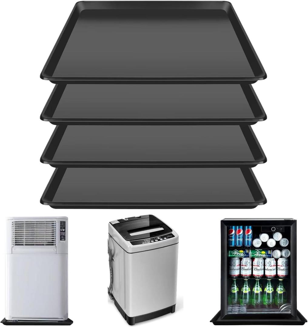22'' x 21''Mini Fridge Drip Pan, Large Drip Tray, Portable AC Drip Pan, Under Washer Pan, Dishwasher Pan, Oil Drain Pans for Changing Oil (4 PCS)