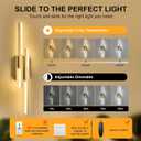 Benkut Modern LED Vanity Lights Set of 2, Gold Wall Sconce with Remote Control Dimmable Indoor Wall Light Bedside Remote Sconce for Bedroom Bathroom Living Dining Room (27.6inch 2 Pack)