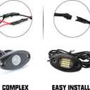 SUNPIE 12 Pods White Rock Lights – Aluminium Housing, Quick Connect, 24 High Power Chips, 4M Extension Wires, 6000K Pure White, Mounting Pads Included, IP67, Fits Trucks, SUV, ATV, UTV, Trailer